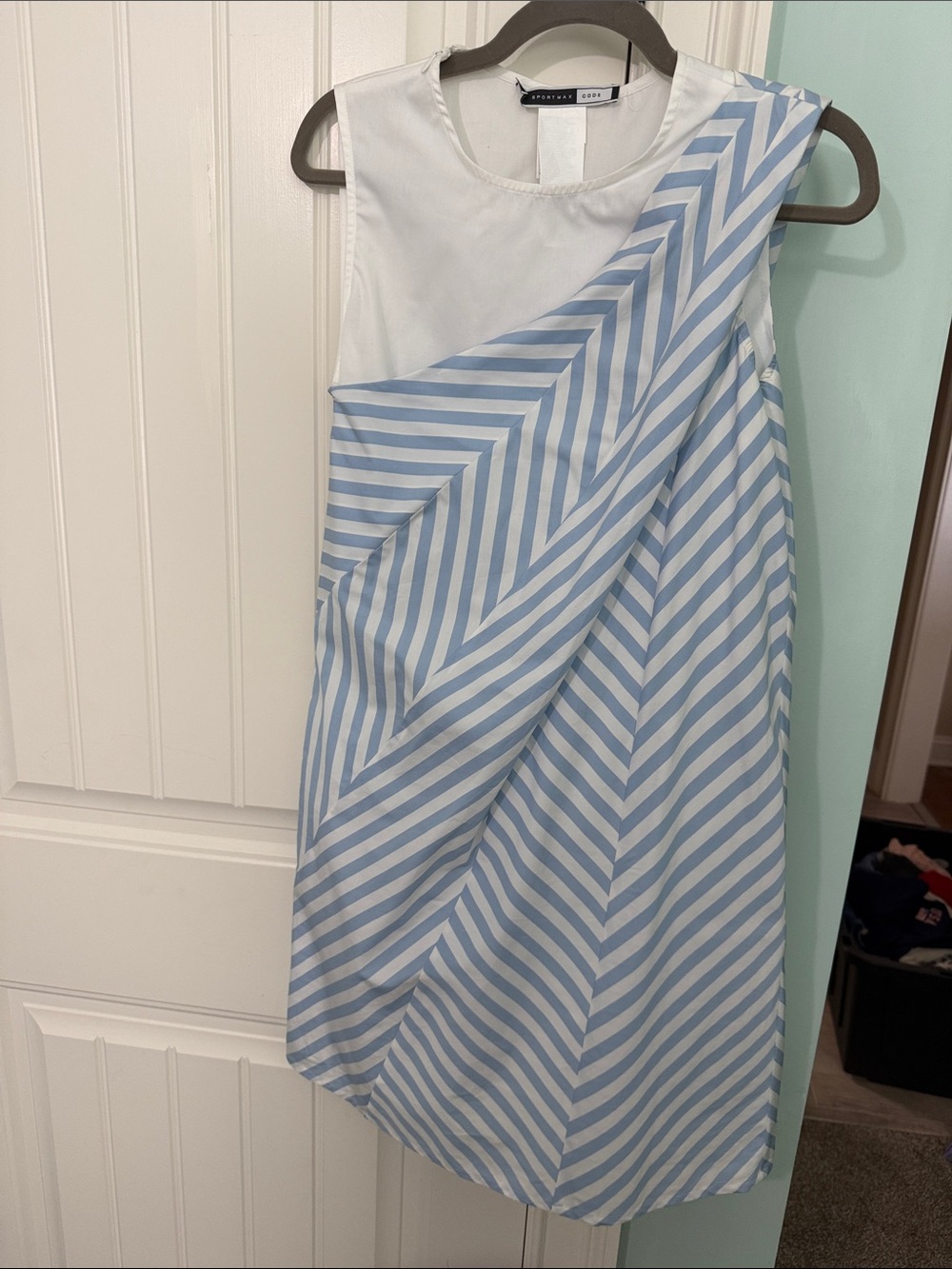 Sportmax One-Shoulder Blue and White Striped Dress